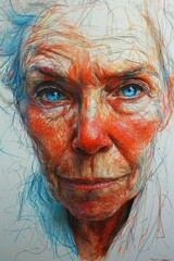 a old woman big sparkling blue eyes, elegant, determined, charming - 