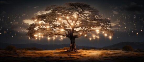 Lighting around the tree.