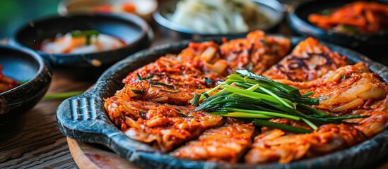 Korean food - Kimchi pancake ready to eat.