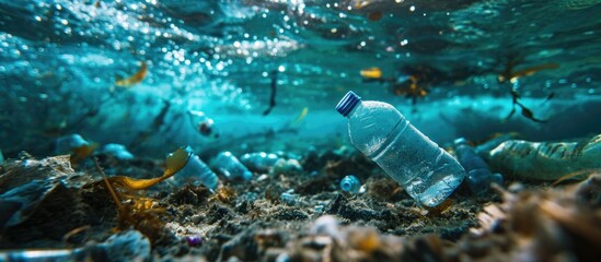 Fototapeta na wymiar Plastic pollution impacts ocean life.