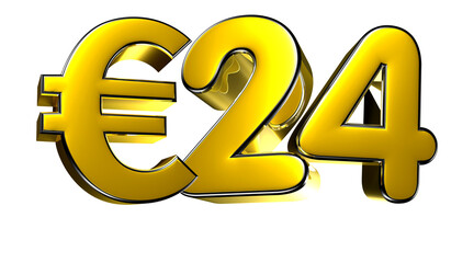 24 Euro figure gold 3D illustration. Advertising signs. Product design. Product sales.