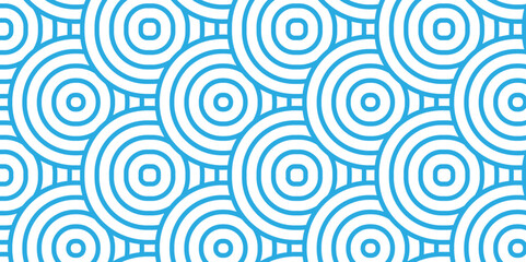 Fototapeta na wymiar Modern diamond geometric waves spiral pattern and abstract circle wave lines. blue seamless tile stripe geomatics overlapping create retro square line backdrop pattern background. Overlapping Pattern.