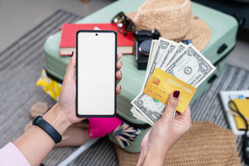Credit cards and cash ready for travel