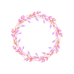 Vector hand drawn floral wreath on white background