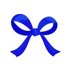 Vector blue ribbon bow decorative on white