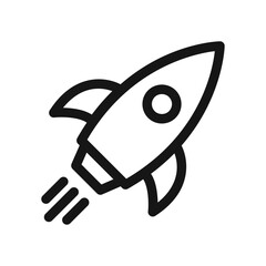 Vector rocket icon in black. star up business concept