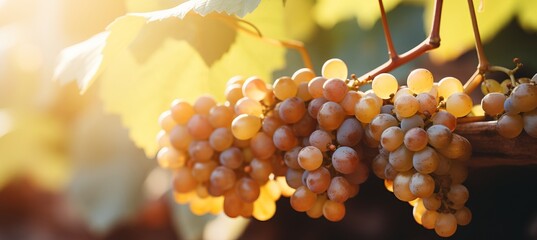 Golden sunlit vineyard landscape  captivating backdrop for wine promotion and event showcasing