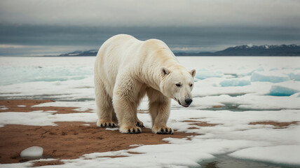 Polar Bear Searching for Food