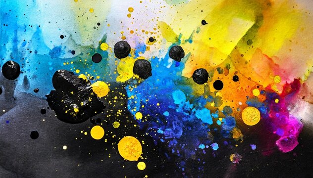 Abstract Background Colorful Splash with Black Spots