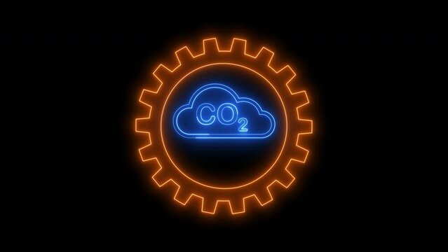 Lower CO2 levels with sustainable development as renewable energy and electric gear icon. Concept for global warming and climate change. Able use graphic isolated on transparent background.