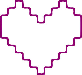 Heart outline pixel style vector illustration. Pixel heart Love symbol hand drawing stylized design element