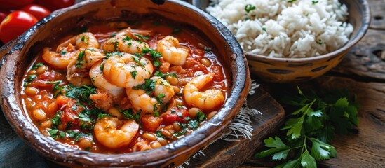 Brazilian acaraje with shrimp and beans is a popular dish in Bahia.
