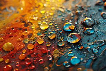 A visually elaborate abstraction of paint drops forming intricate patterns, with each droplet contributing to a lively and visually stimulating composition.