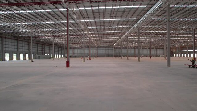 Internal video of an empty logistics warehouse
