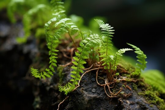 Fern prothalli displaying gametophyte structures.