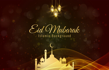 eid mubarak 2024 banner with red and green islamic background design