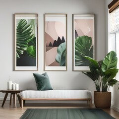 A wellness-focused room with yoga mats, meditation cushions, indoor plants, and calming, nature-inspired wall art2