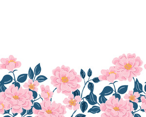 Pink Rose Hand Drawn Flower Seamless Background