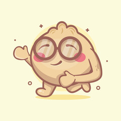 cheerful dim sum food character mascot running isolated cartoon in flat style design