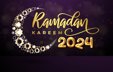 ramadan 2024 with purple islamic background design