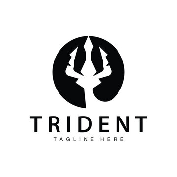 Trident logo design spear weapon vector sea king poseidon neptune symbol template