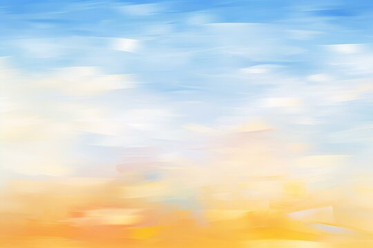 Abstract blue and yellow background with blurred watercolor brushstrokes