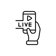 Mobile streaming outline icons, minimalist vector illustration ,simple transparent graphic element .Isolated on white background