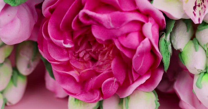 beautiful flowers made of marshmallows , decoration decorative flowers made of edible marshmallows