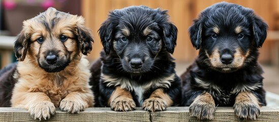 As puppies mature, their sitting style changes from curious and clumsy to more coordinated. - obrazy, fototapety, plakaty