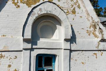 Windows of an old mansion built in Art Nouveau style at the beginning of the 20th century