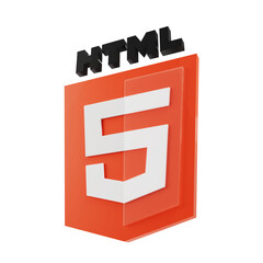 3d rendering illustration of HTML 5 badge isolated - 703082955