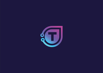 Letter T Technology vector monogram logo design template. Letter T molecule, Science and Bio technology Vector logo