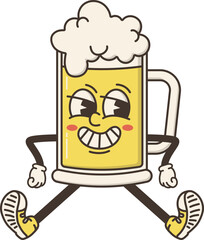 Cute Soda Drink in Mug Funky Cartoon Character Retro Groovy Mascot