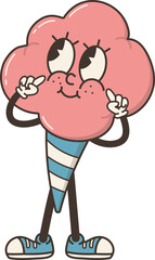 Obraz premium Cute Cotton Candy Funky Cartoon Character Retro Groovy Hippie