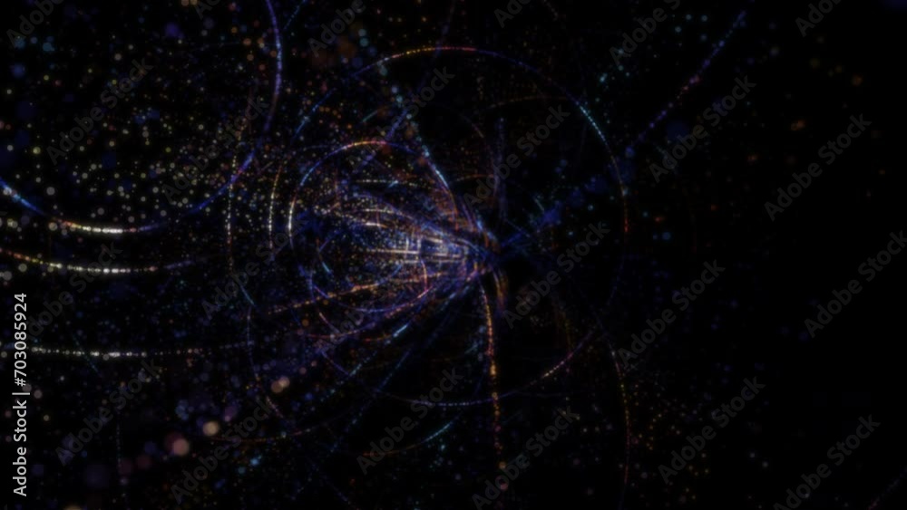Wall mural abstract digital tunnel in cyberspace consisting of particles. virtual space consisting of a bright 