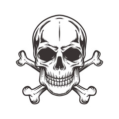 skull with cross bone  in vintage style isolated illustration