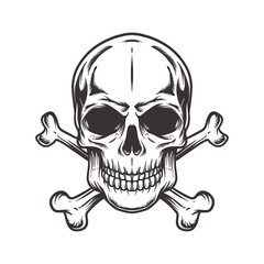 skull with cross bone  in vintage style isolated illustration