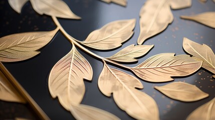 Close up of a metal table adorned with intricate leaf designs