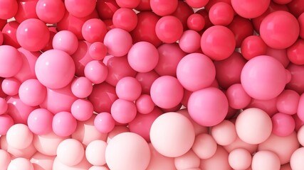 Various size of red and pink balloons abstract background for luxury party, celebration, romance, love, valentine’s day 3D