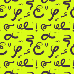 black yellow cute hand drawn abstract line doodle stroke shape seamless pattern. Childish cute drawing. Modern design elements vector illustration texture. childish scribble shape backdrop.