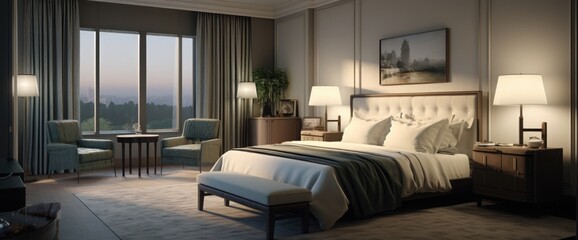 3d render of classic hotel room