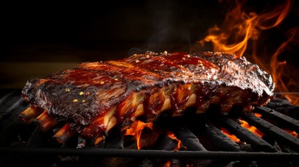Flame kissed BBQ pork ribs, showcasing the beauty of slow cooked meats