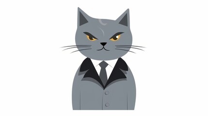Obraz premium Sleek cat clip art with a sleek, gray coat