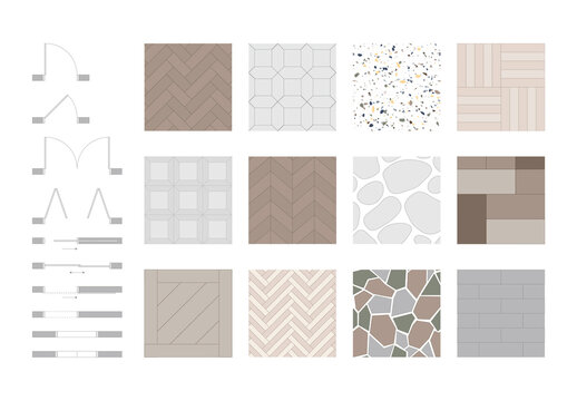 Floor Plan Kit Top View Elements for Floorplan Design Flooring Patterns Wood Floor