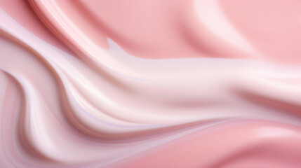 Elegant wavy texture of pink silk fabric on a flat surface, symbolizing luxury and delicate textile quality.