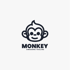 Fototapeta premium Vector Logo Illustration Monkey Line Art Style.