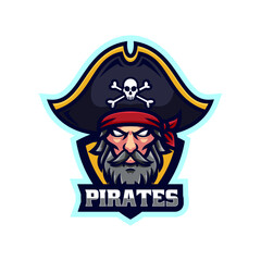 Vector Logo Illustration Pirates E- Sport and Sport Style.