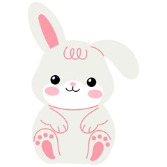 Obraz na płótnie Canvas cute happy white grey rabbit sit