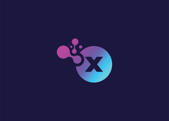 Letter X Technology vector monogram logo design template. Letter X molecule, Science and Bio technology Vector logo 