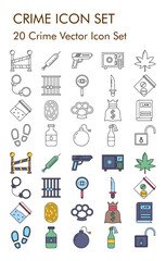 20 Crime vector icon set